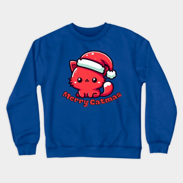 Red catmas Christmas cat Crewneck Sweatshirt by Japanese Fever